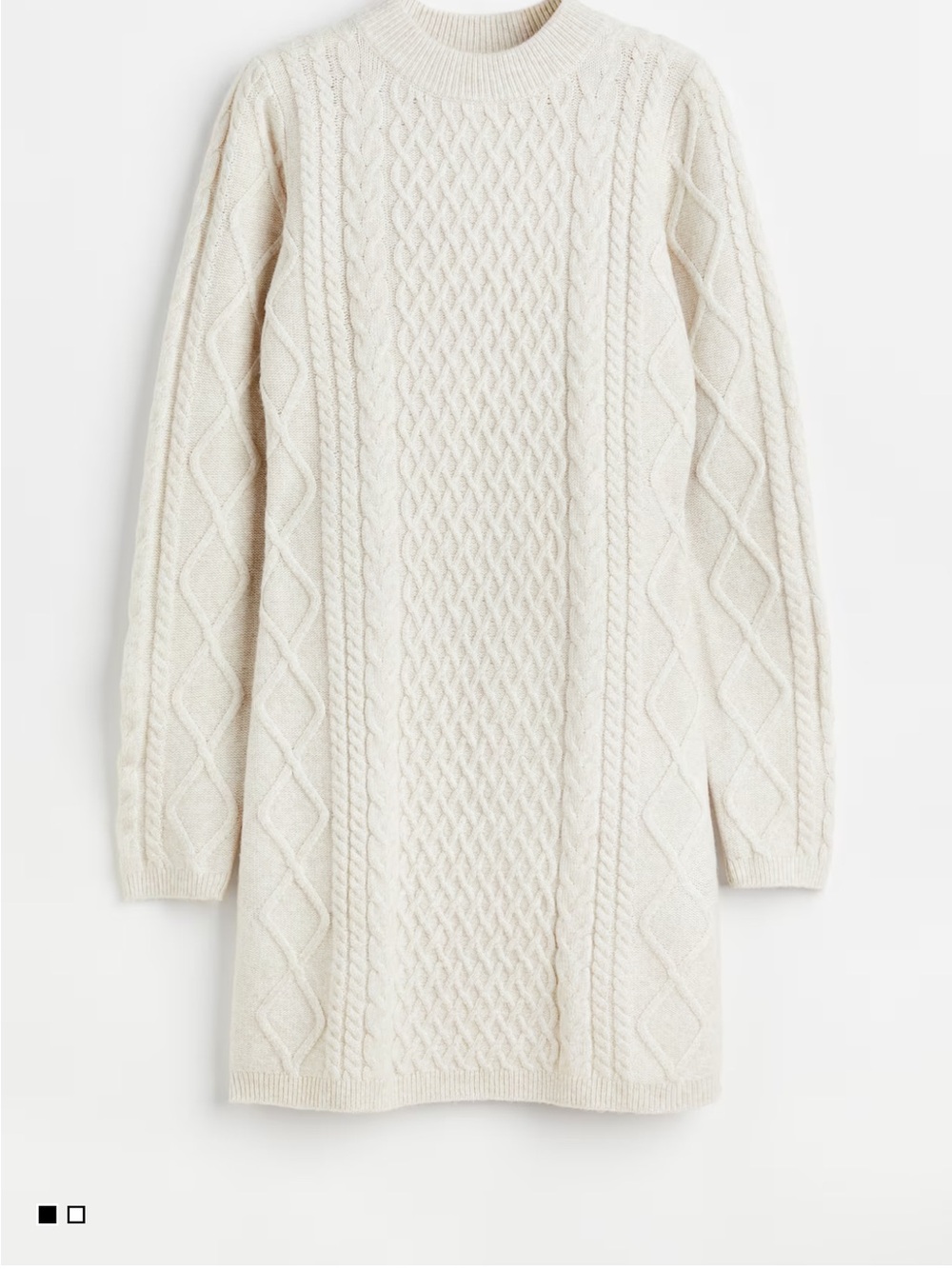H&M Cream Cable Knit Long Sleeve Dress
